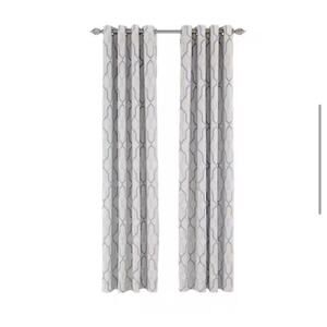 allen + roth 84-in Ash Geometric Blackout Thermal lined Grommet Curtain Panel